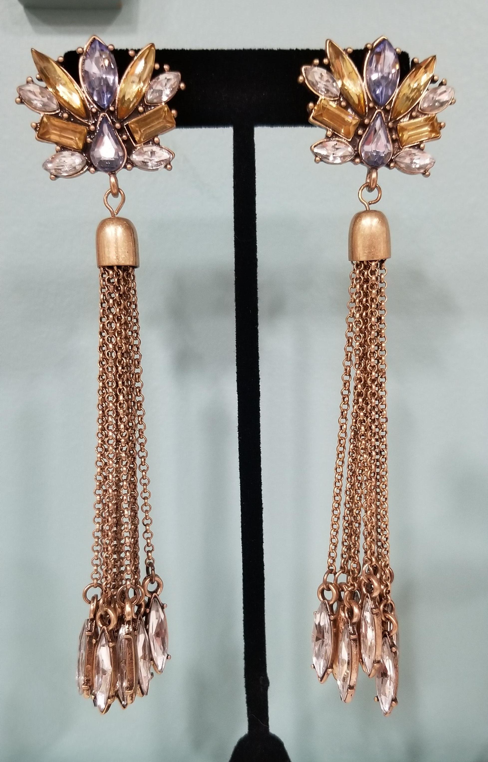 Champagne Crystal Earrings with Chains ⋆ Behold Jewelry & Designs West Hartford, CT