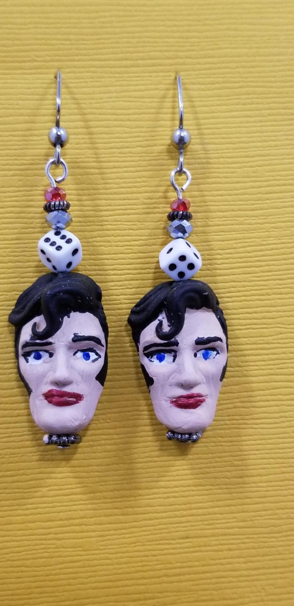 Gambling Elvis Head Earrings