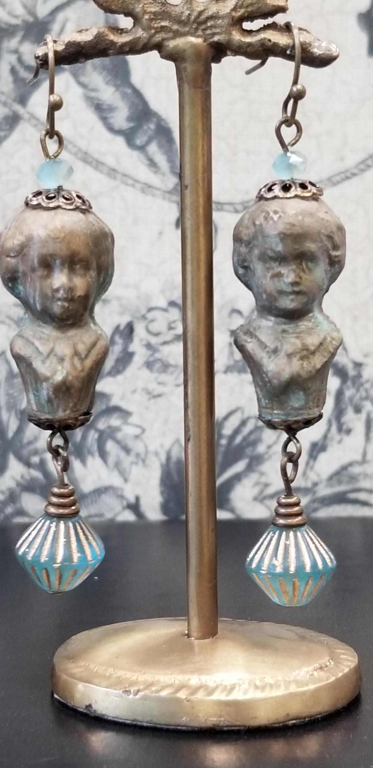 Bronze Boy Statue Earrings