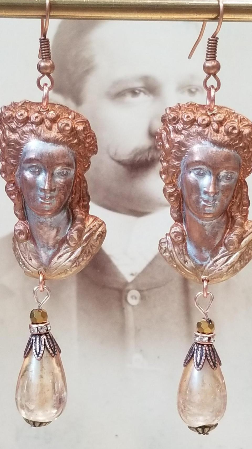 Brassy and Sassy Lady Head Earrings