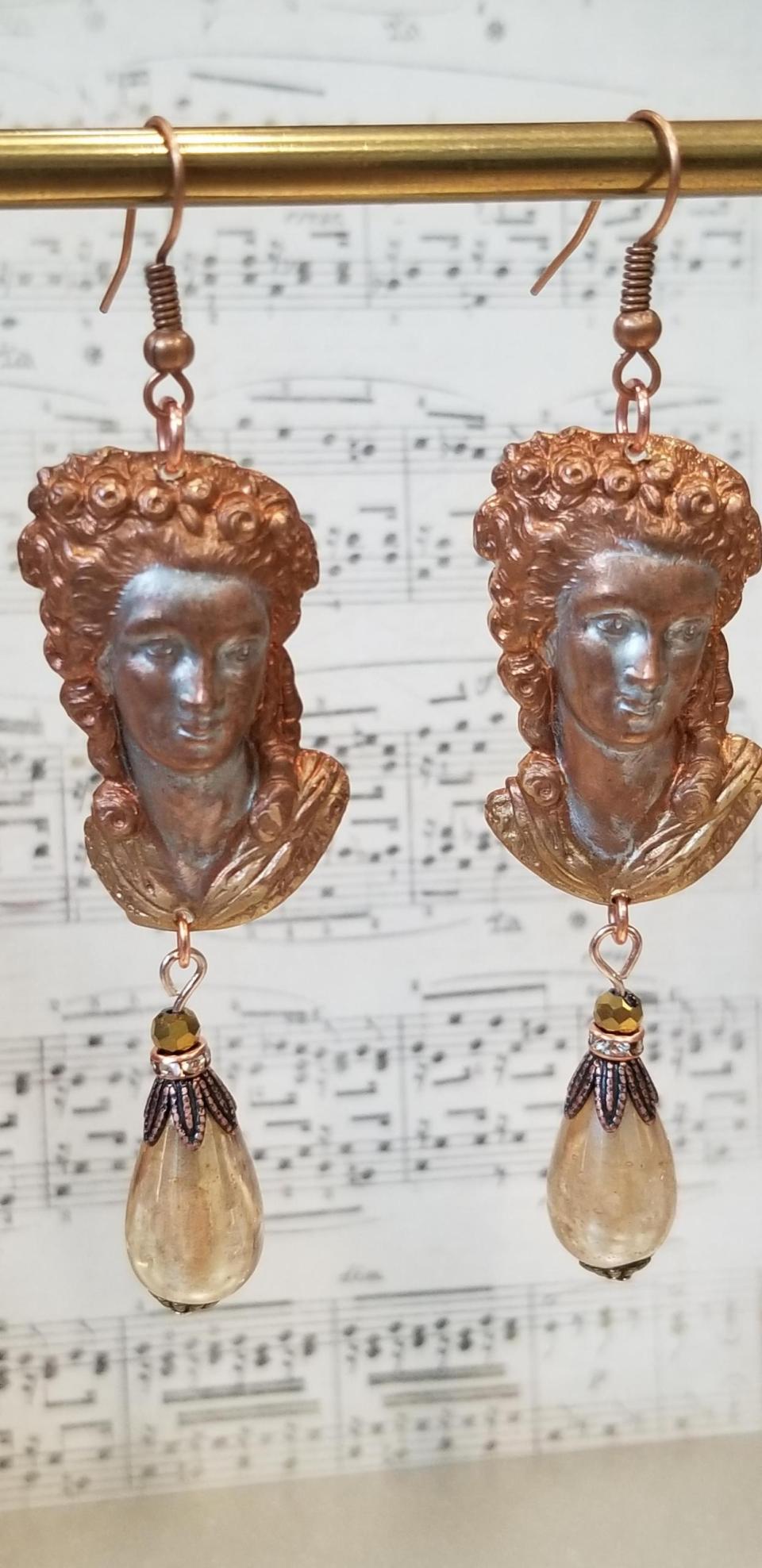 Brassy and Sassy Lady Head Earrings - Image 3