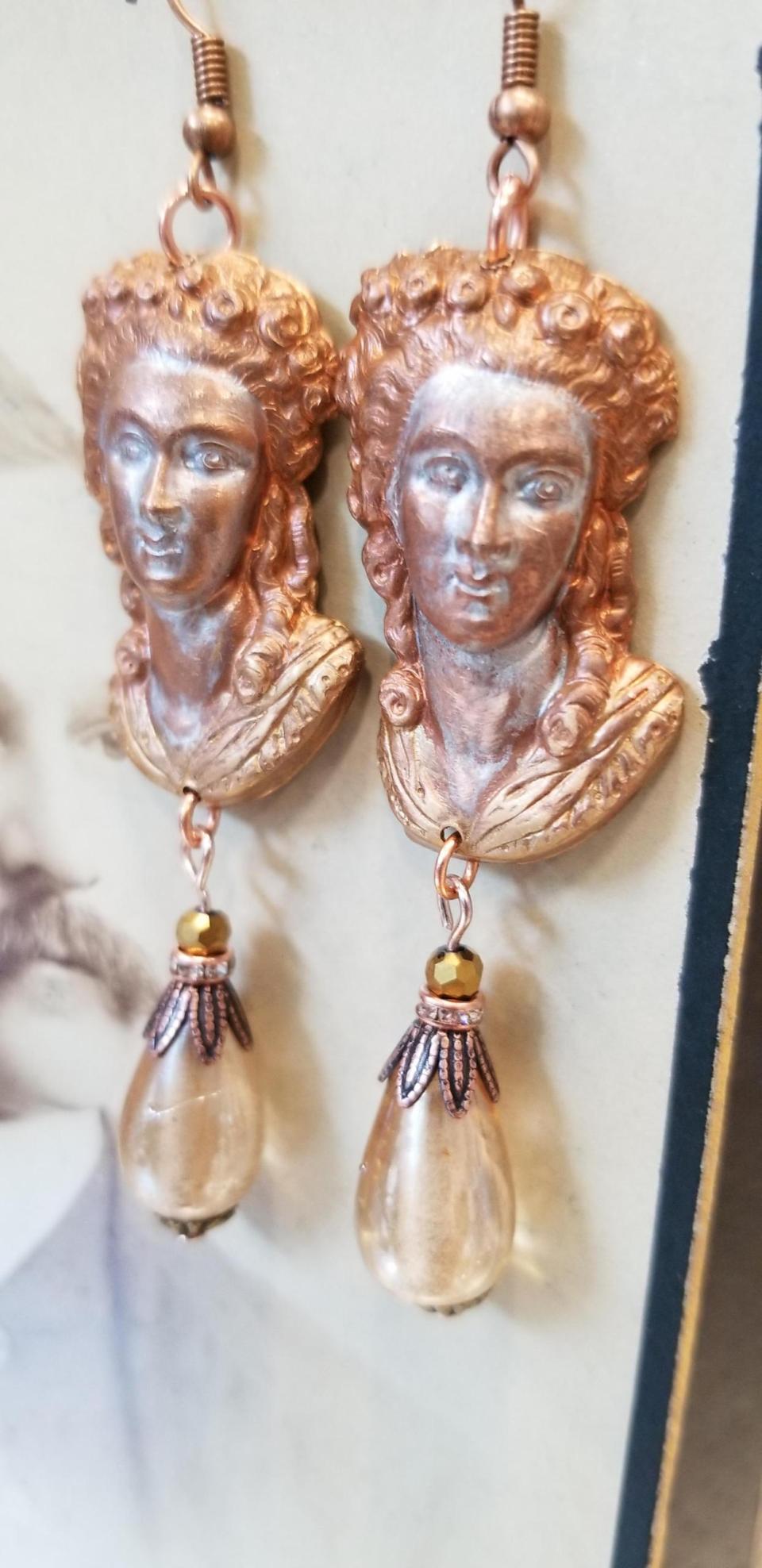 Brassy and Sassy Lady Head Earrings - Image 2