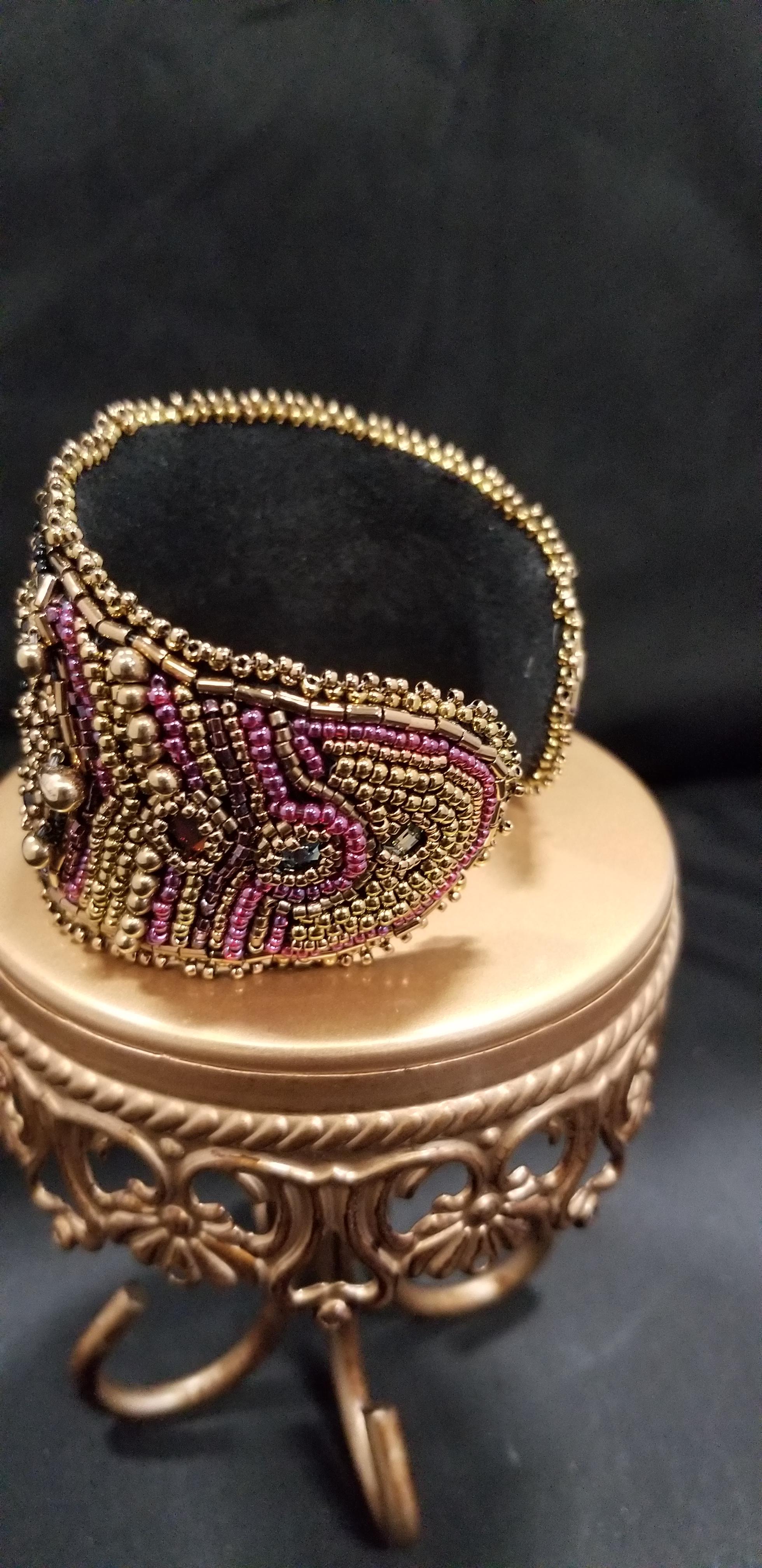 King Henry the VIII Bead Embroidered Cuff Bracelet ⋆ Behold Jewelry