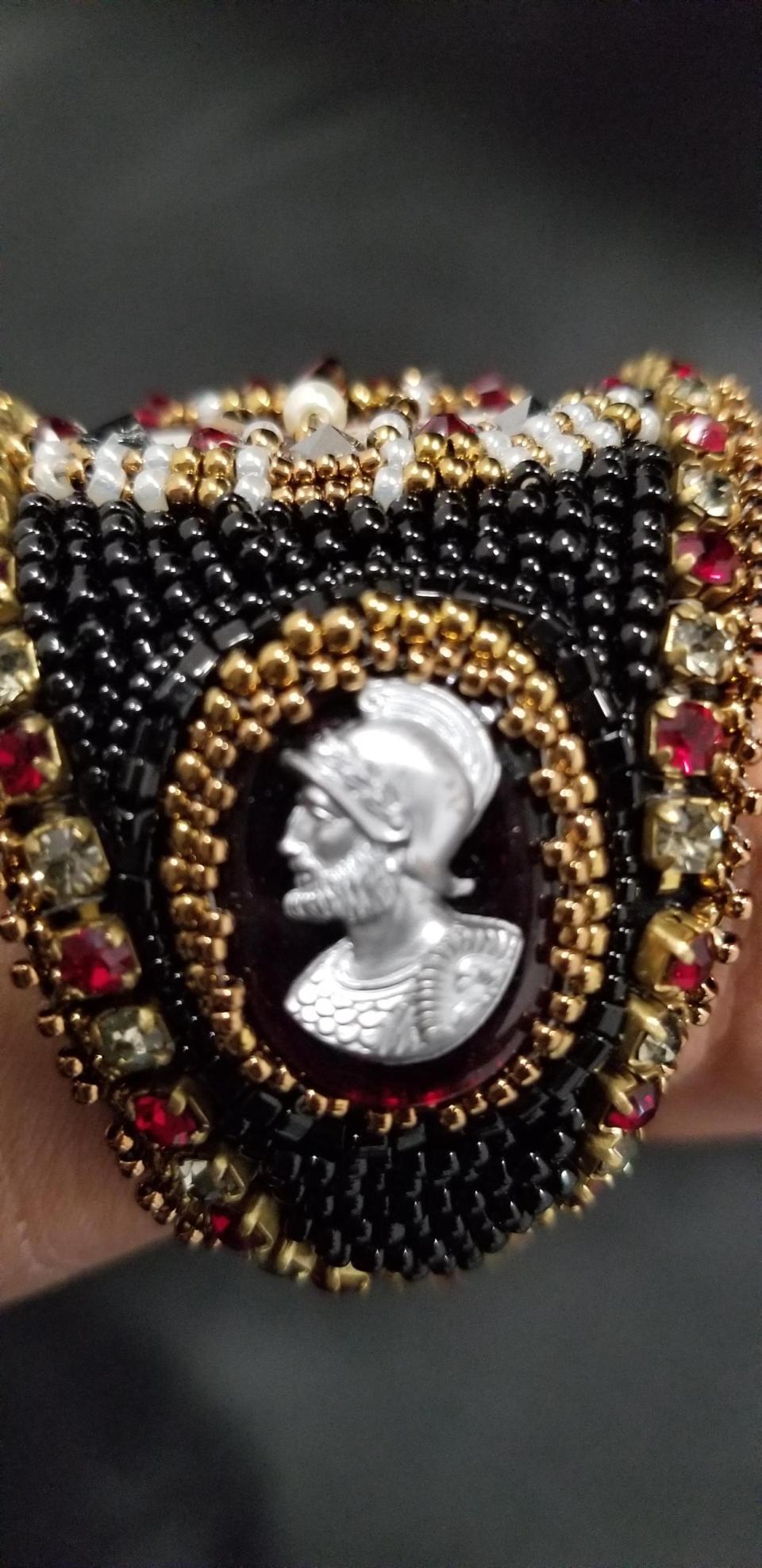 Queen Elizabeth I Bead Embroidered Cuff Bracelet - Image 2