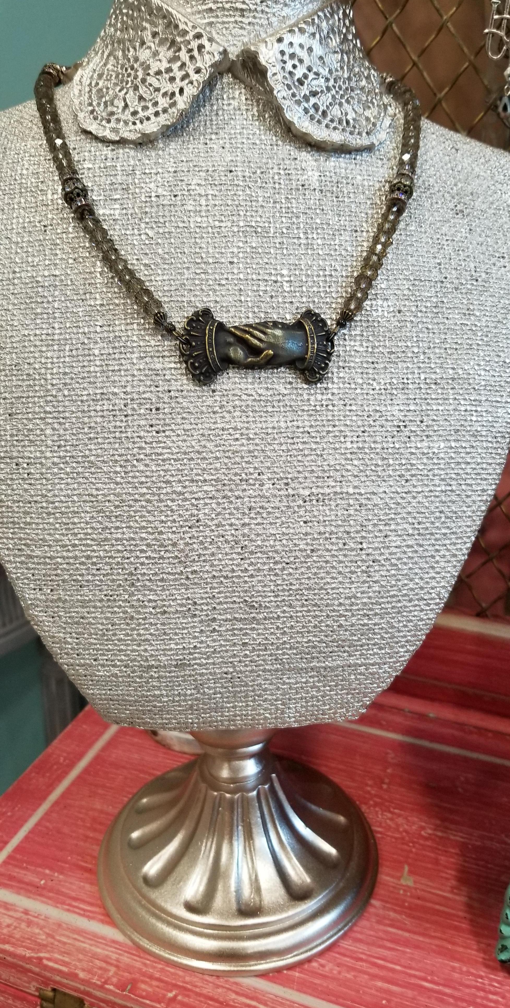 Clasped Victorian Hands Friendship/Courtship Necklace ⋆ Behold Jewelry