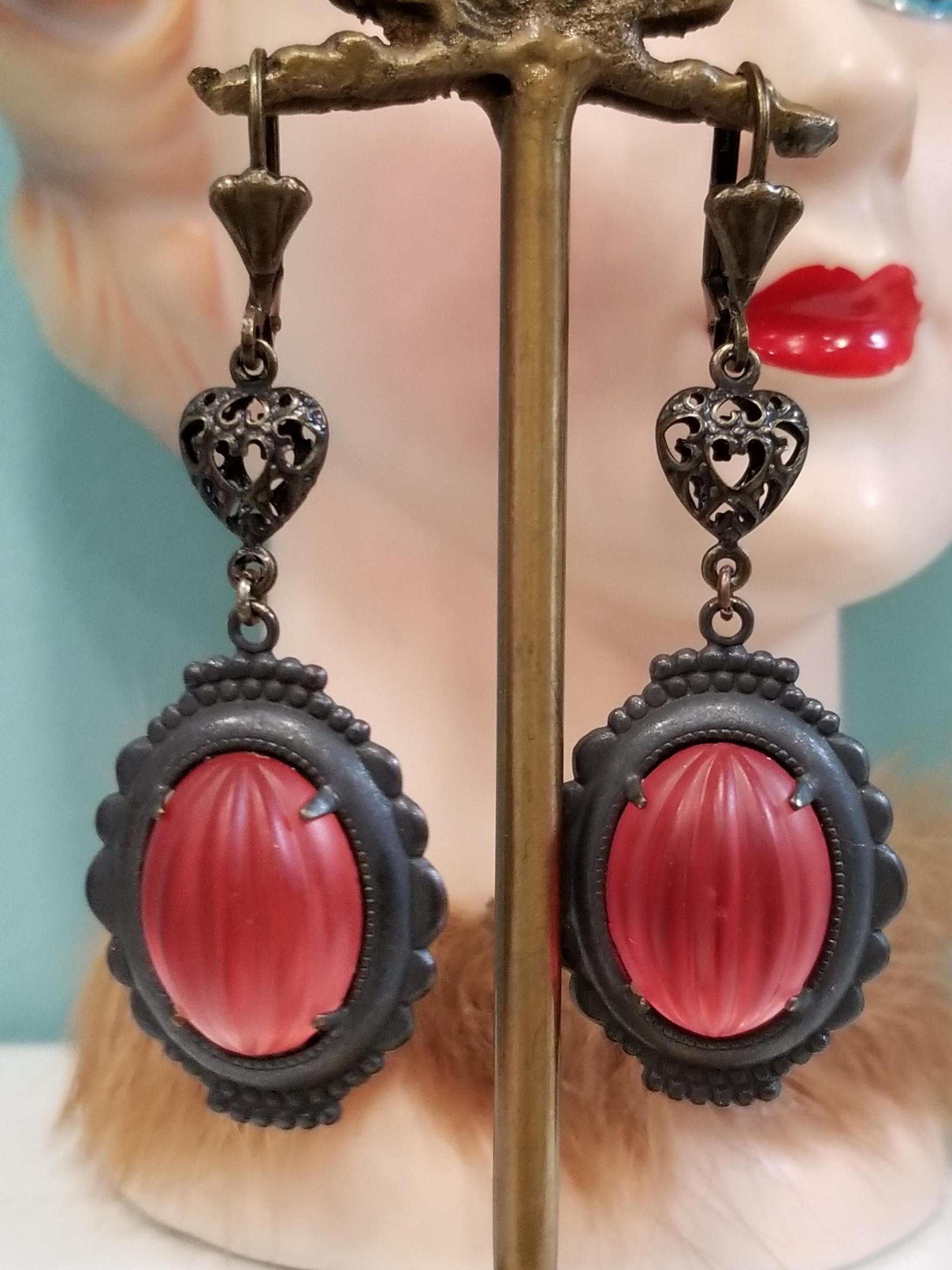 Oval Picture Frame Earrings FROSTED RASPBERRY ⋆ Behold Jewelry & Designs West Hartford, CT