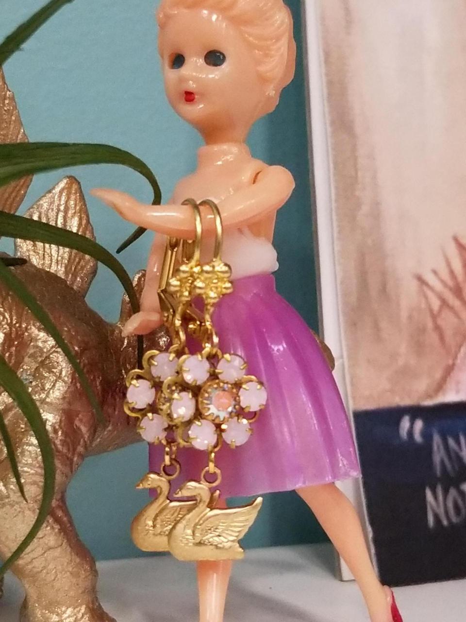 Pink Swan Earrings