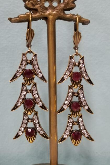 Garnet Red 1920's Style Earrings