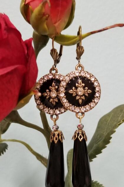 Black and Gold Star Earrings