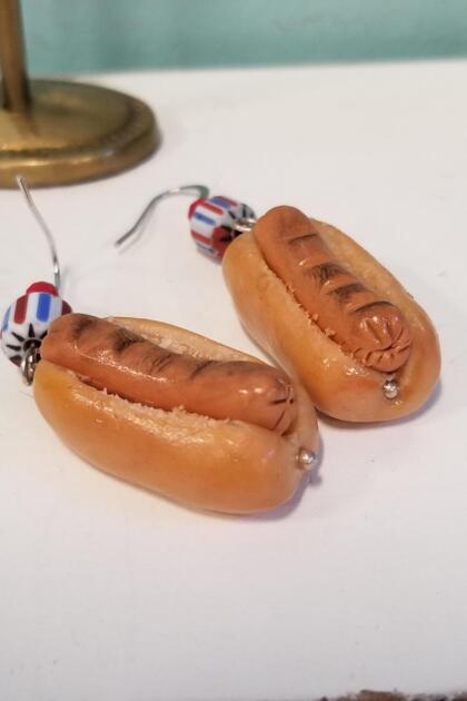 Bare Hot Dog without Condiments Earrings
