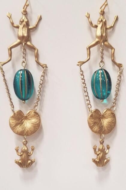 Leap Frogs and Lily Pad Earrings