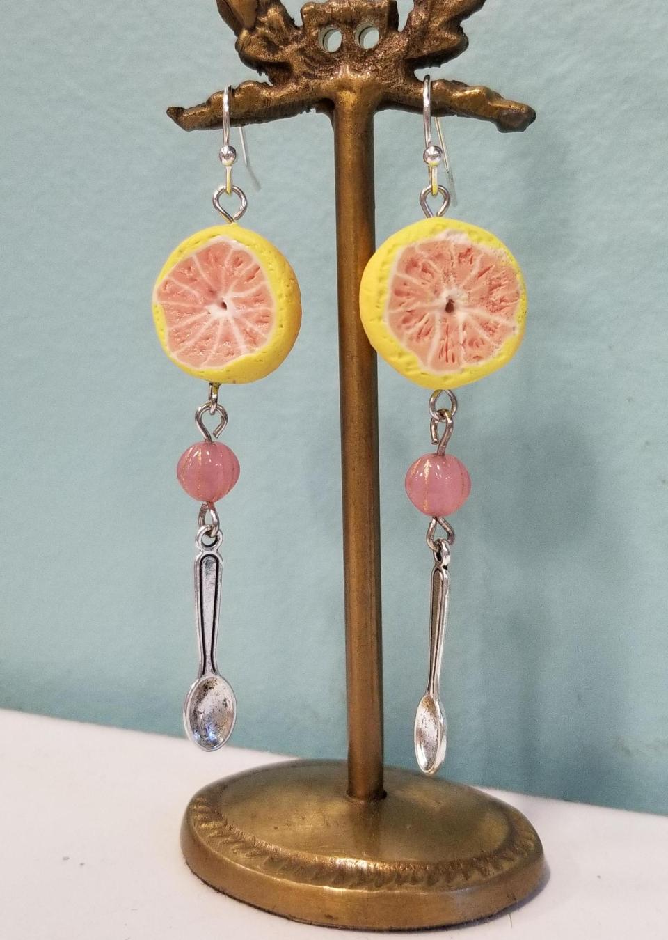 Half Grapefruit and Spoon Dangle Earrings