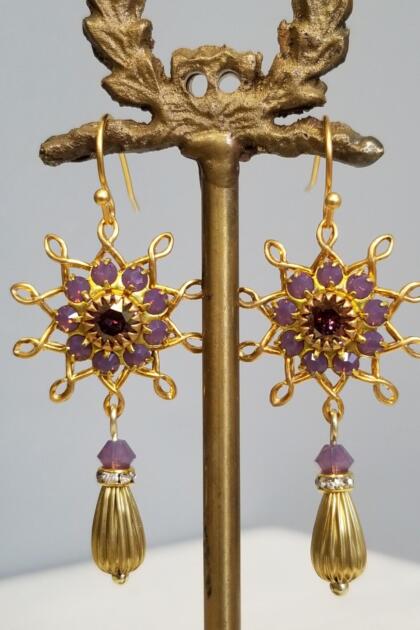 Lilac Sunburst Dangle Earrings