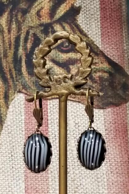 Zebra Striped Glass Earrings