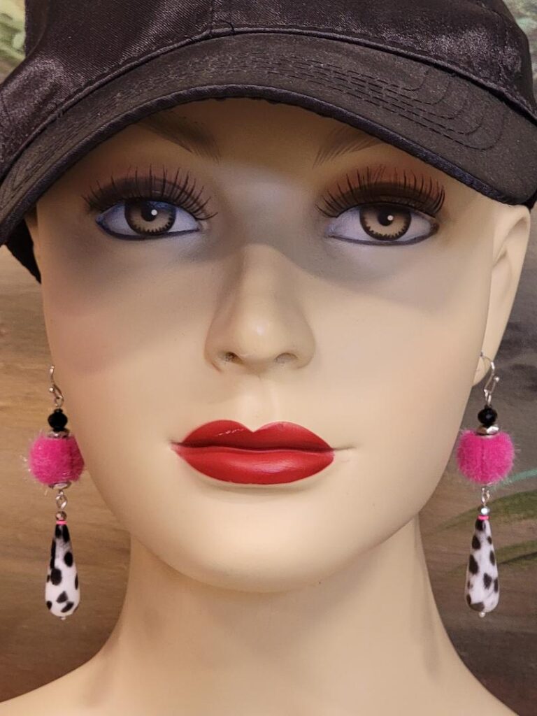 Hot Pink Fuzzy Dalmatian Earrings ⋆ Behold Jewelry & Designs West