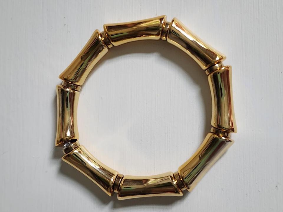Gold Bamboo Acrylic Stretchy Bracelet