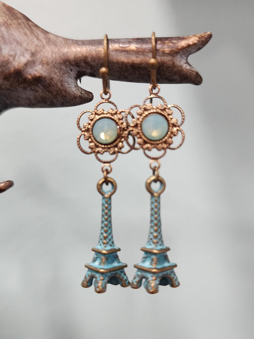 Verdigris Eiffel Tower Earrings