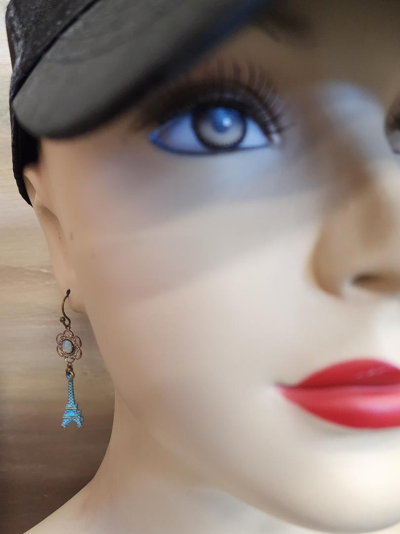 Verdigris Eiffel Tower Earrings - Image 2