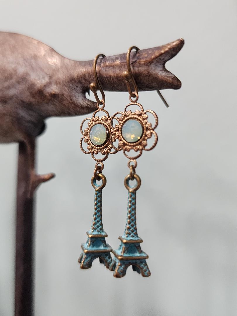 Verdigris Eiffel Tower Earrings - Image 3