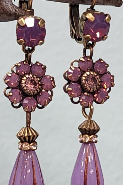 Lilac and Cyclamen Opal Earrings
